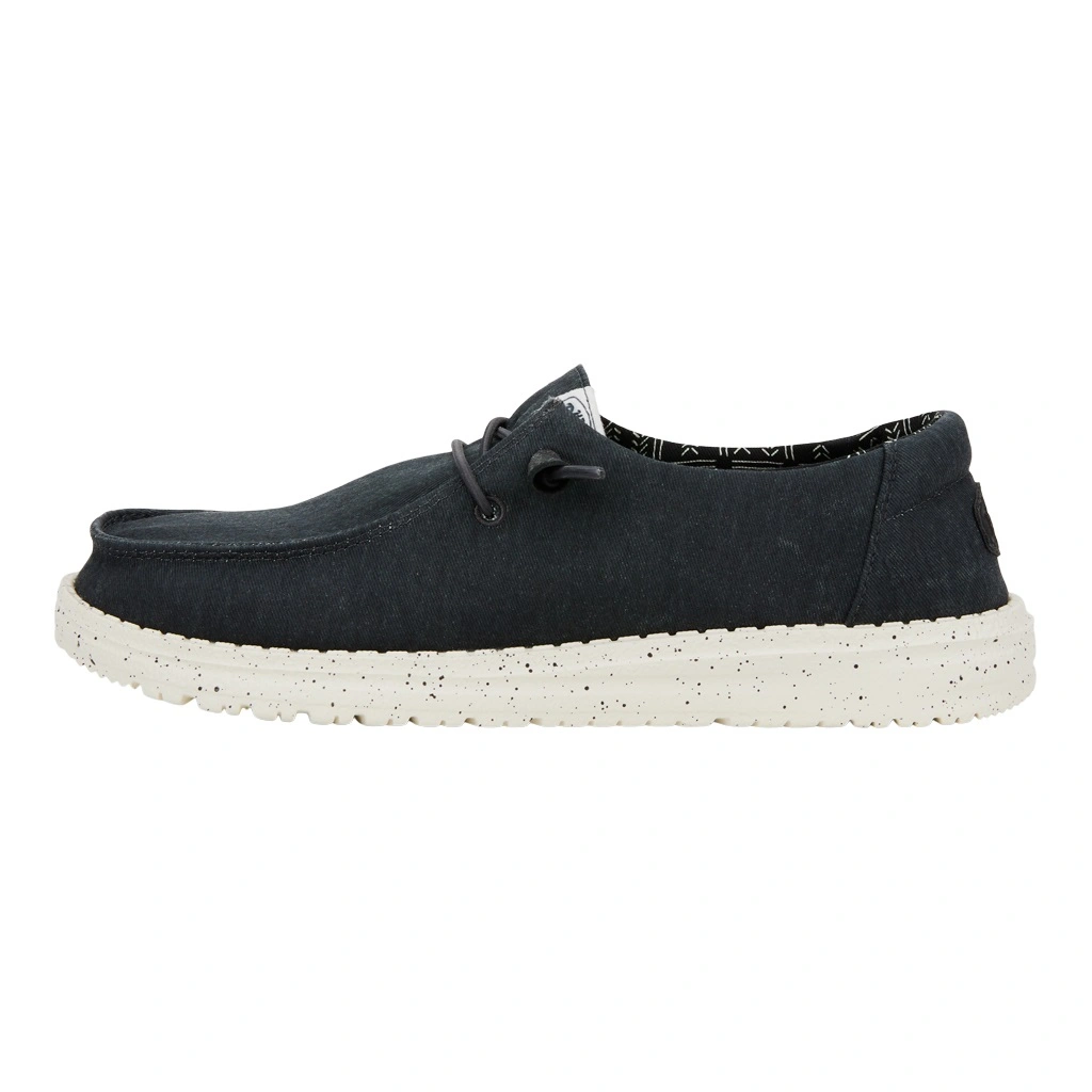Hey Dude Black Canvas Slip-Ons with White Speckled Sole Hey Dude Wendy L Black Canvas Speckled Sole Comfort Shoes  main image 4